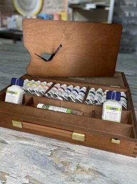 Schmincke Primacrylic Akrilik 35 ml Boya Set Ahşap Kutu 15x35 ml 73515