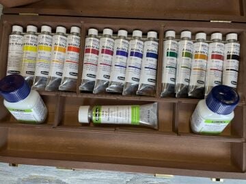 Schmincke Primacrylic Akrilik 35 ml Boya Set Ahşap Kutu 15x35 ml 73515