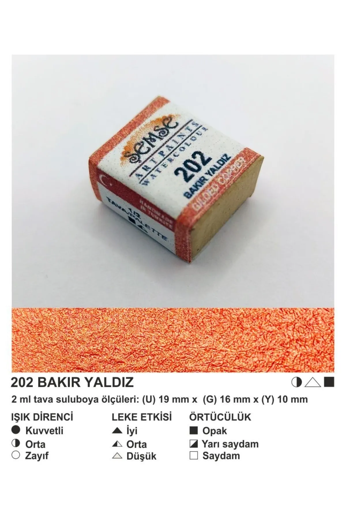 ŞemseArt No: 202 Bakır Yaldız Yarım Tava Sulu Boya