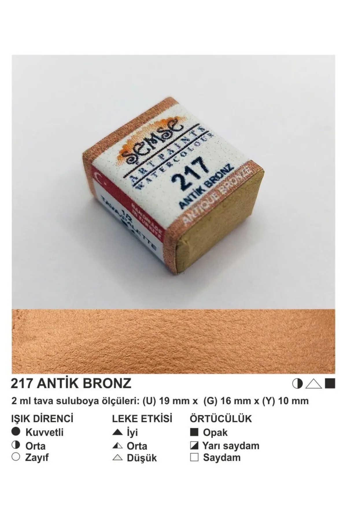 ŞemseArt No: 217 Antik Bronz Yaldız Yarım Tava Sulu Boya