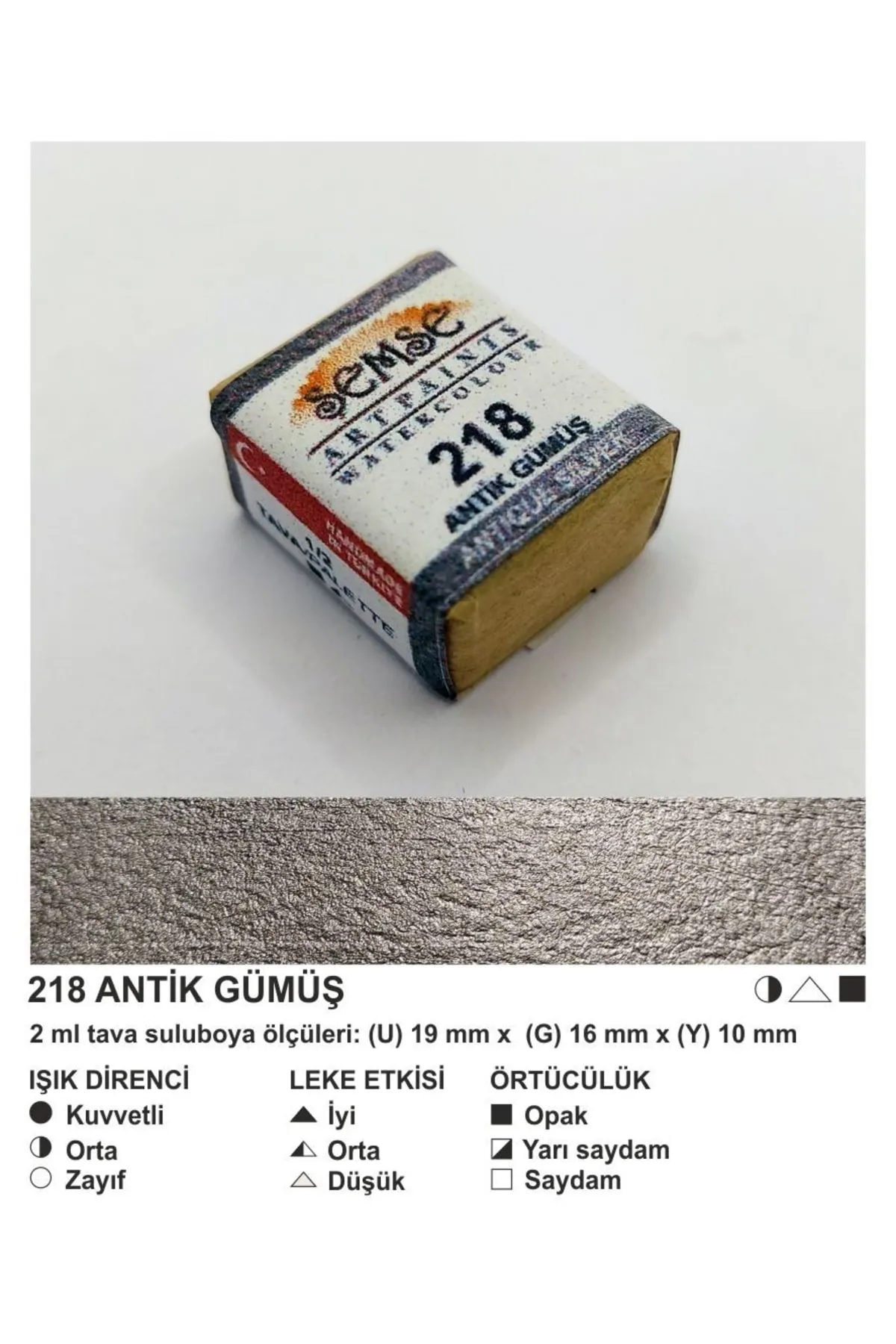 ŞemseArt No: 218 Antik Gümüş Yaldız Yarım Tava Sulu Boya