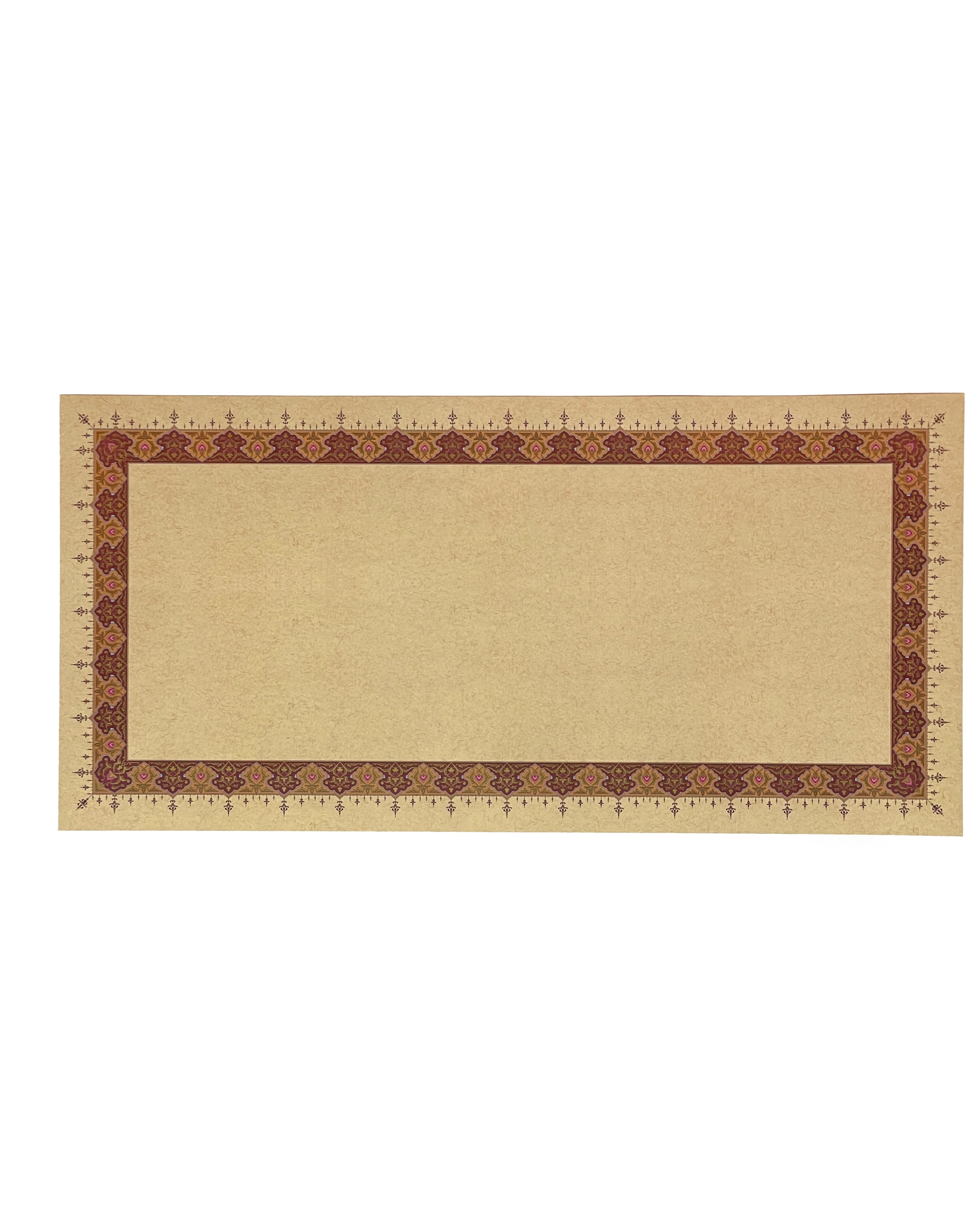 Tezhipli İçi Boş -16- Mat Kuşe Meşk Kağıdı Mohamad Badawi Alktifani 33x68 Cm Tıpkı Basım (BORDO - GOLD YALDIZ)