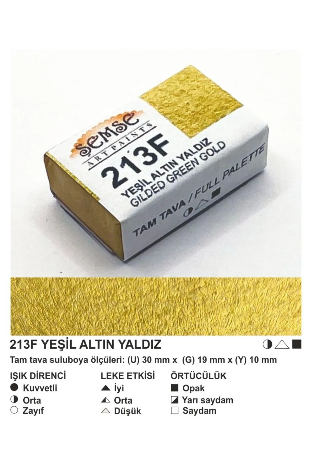 ŞemseArt No: 213F Yeşil Altın Yaldız Tam Tava Sulu Boya