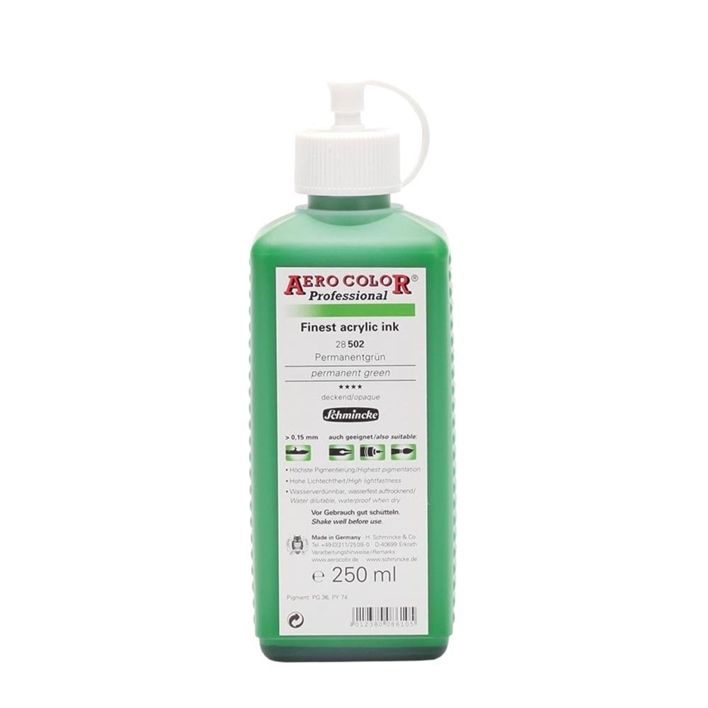 Schmincke Aerocolor Akrilik Mürekkep 250 ml 502 Permanent Green