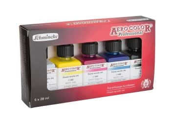 Schmincke Aerocolor Akrilik Mürekkep Set Temel Renkler 5 x 28 ml 81702