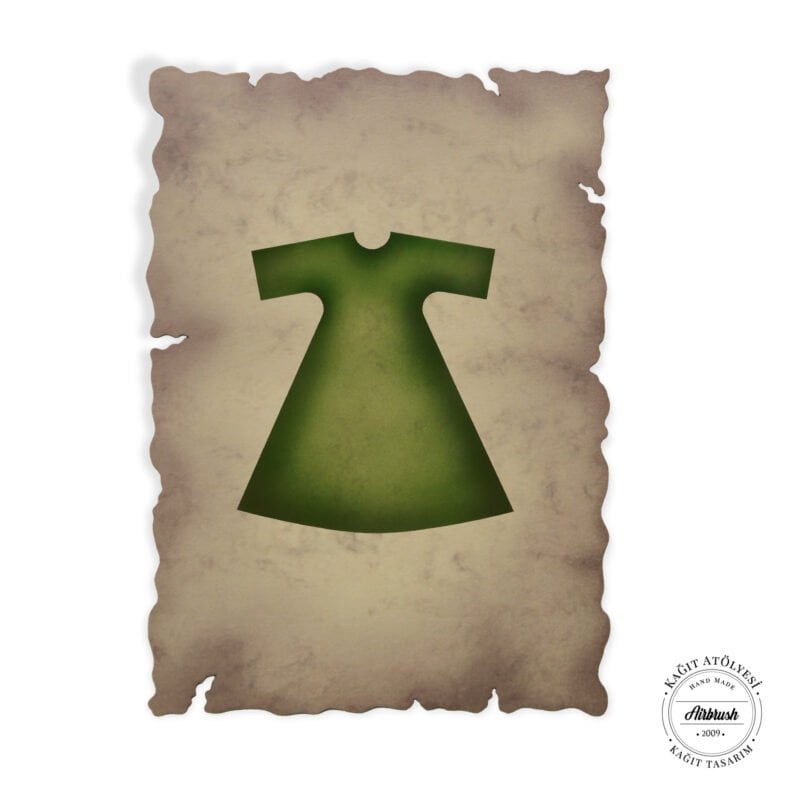 kağıt atölyesi 300 gr A5 zeytin yeşili kaftanlı