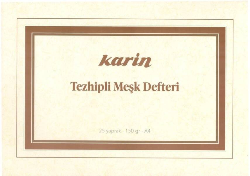 Karin Tezhipli Meşk Defteri No:2 A4 150 gr 25 Yaprak