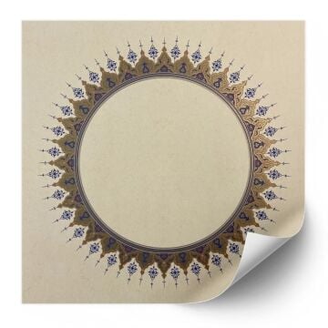 Tezhipli İçi Boş -41- Mat Kuşe Meşk Kağıdı Mohamad Badawi Alktifani 32x32 cm Tıpkı Basım (Ultramarin - Gold Yaldız - Kırmızı)