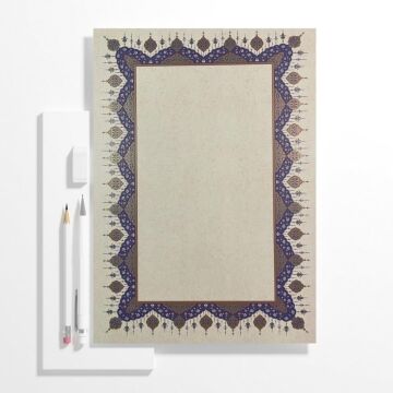 Tezhipli İçi Boş -49- Mat Kuşe Meşk Kağıdı Mohamad Badawi Alktifani A4 Tıpkı Basım (Ultramarin - Gold Yaldız)