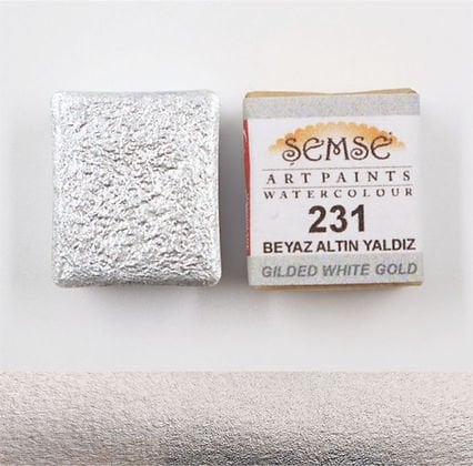 ŞemseArt No: 231 Beyaz Altın Yaldız Yarım Tava Sulu Boya
