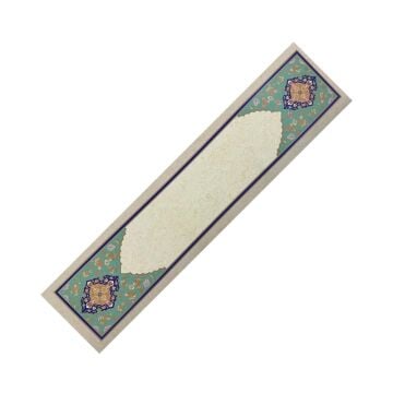 Tezhipli İçi Boş Mat Kuşe Mohamad Badawi Alktifani Kitap Ayracı 8,5x35 cm (Gold Yaldız - Ultramarin - Yeşil)