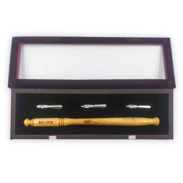 Karin Hat Kalem Seti - El İşçiliği Özel Sap + 3 Metal Kalem Ucu