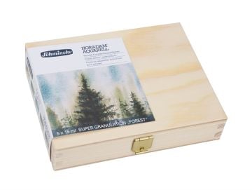 Schmincke Horadam Aquarell Ahşap Kutu Artist Sulu Boya Seti Super Granulation Forest Set  5 tüp x 15 ml 74851