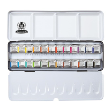 Schmincke Akademie Aquarell Metal Kutu Sulu Boya Seti 24 x Yarım Tablet 75424