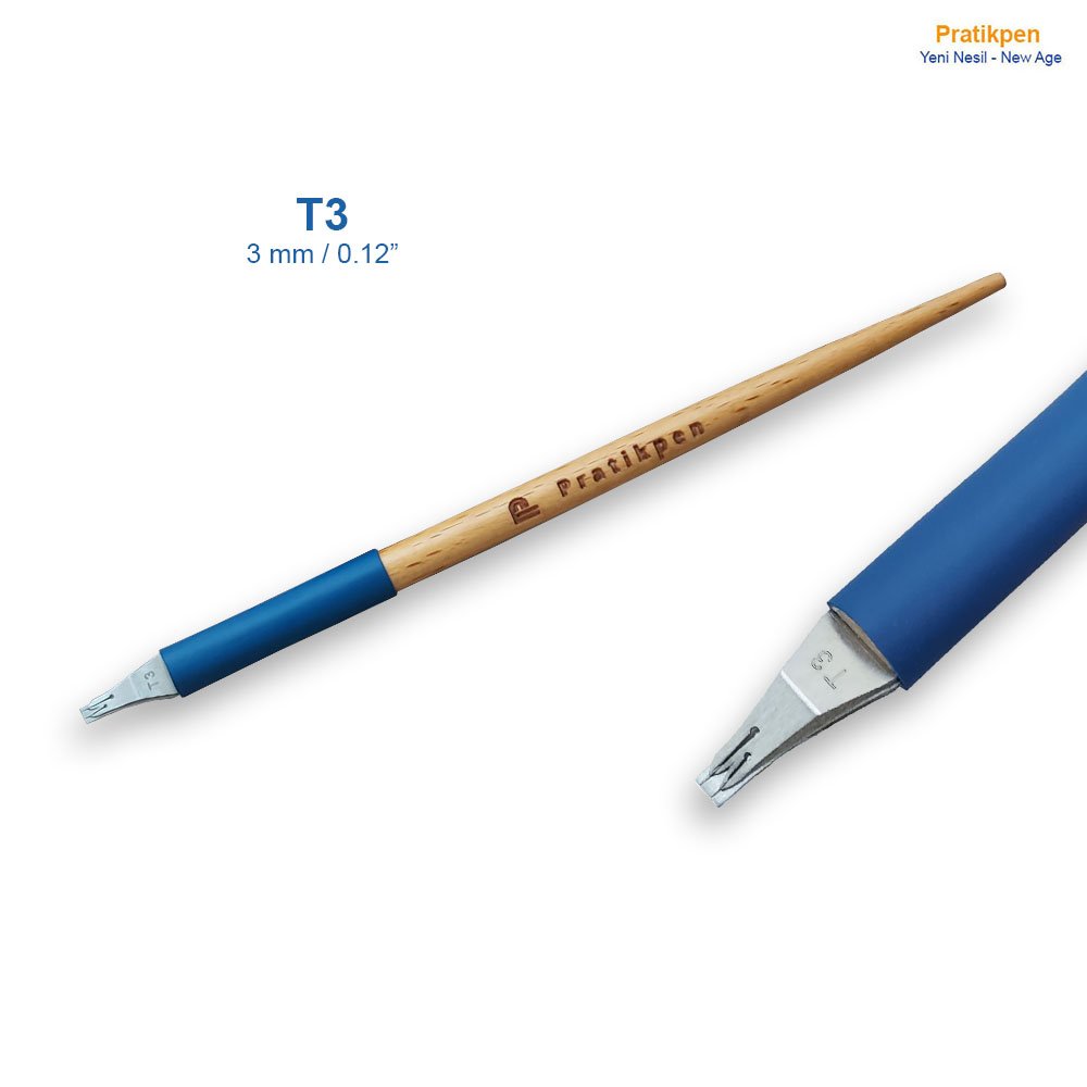 Pratik Pen Klasik T Düz Kaligrafi Metal Uçlu Kalem No:3