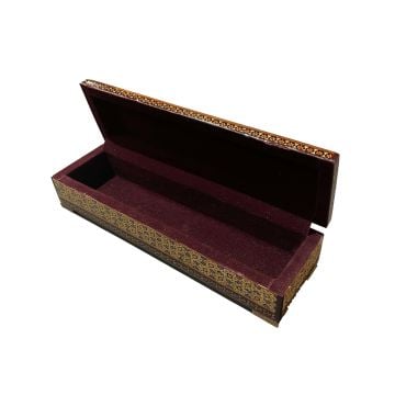 AHŞAP KALEMLİK SEDEF KAKMA Sarmal Motifli Mavi - Lila Desenli 25 CM