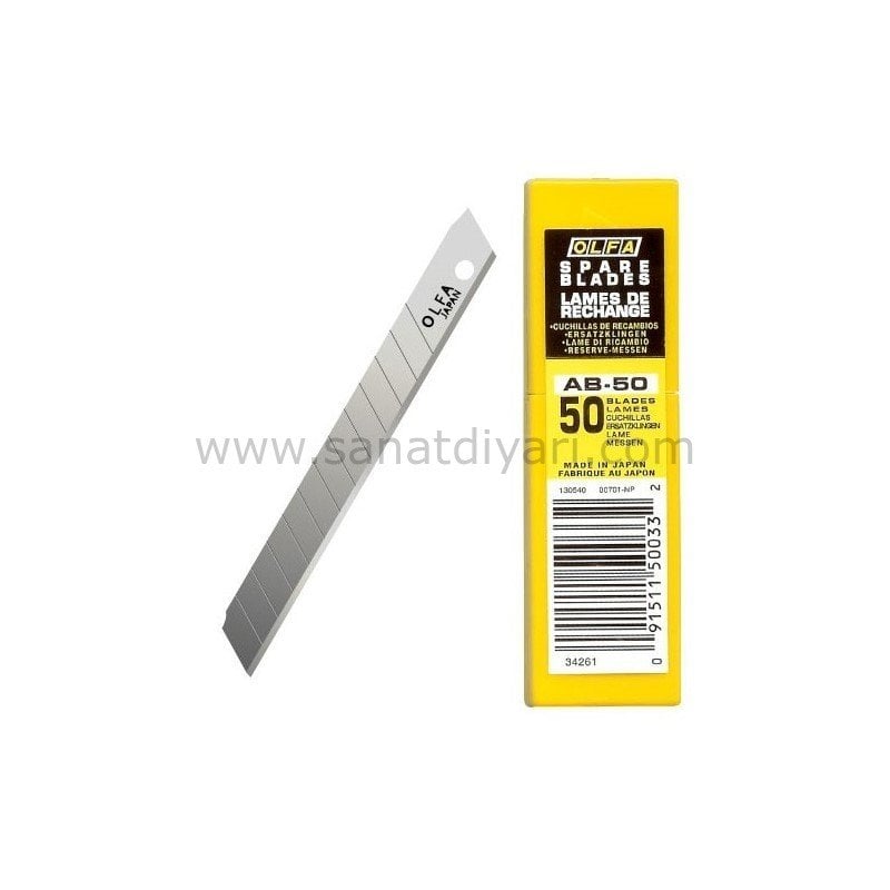 Olfa Maket Bıçağı (9mm) 50 Adet Yedek Uç / AB50