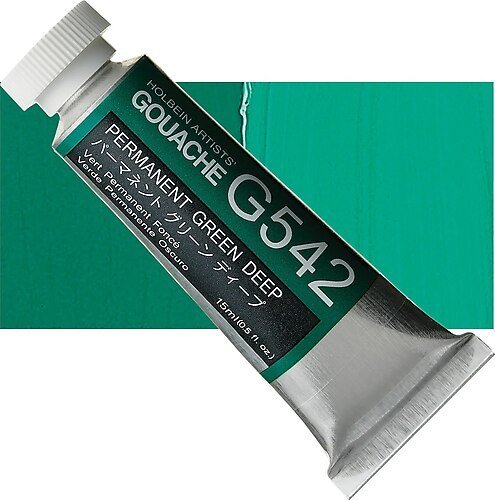 Holbein Guaj Boya 15 ml G542 Permanent Green Deep