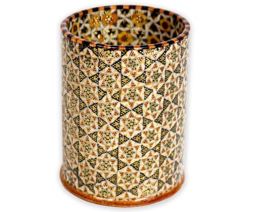 AHŞAP KALEMLİK SEDEF KAKMA Masa Üstü Silindirik