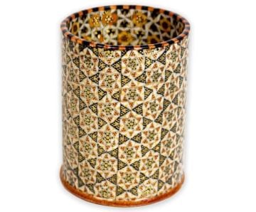 AHŞAP KALEMLİK SEDEF KAKMA Masa Üstü Silindirik