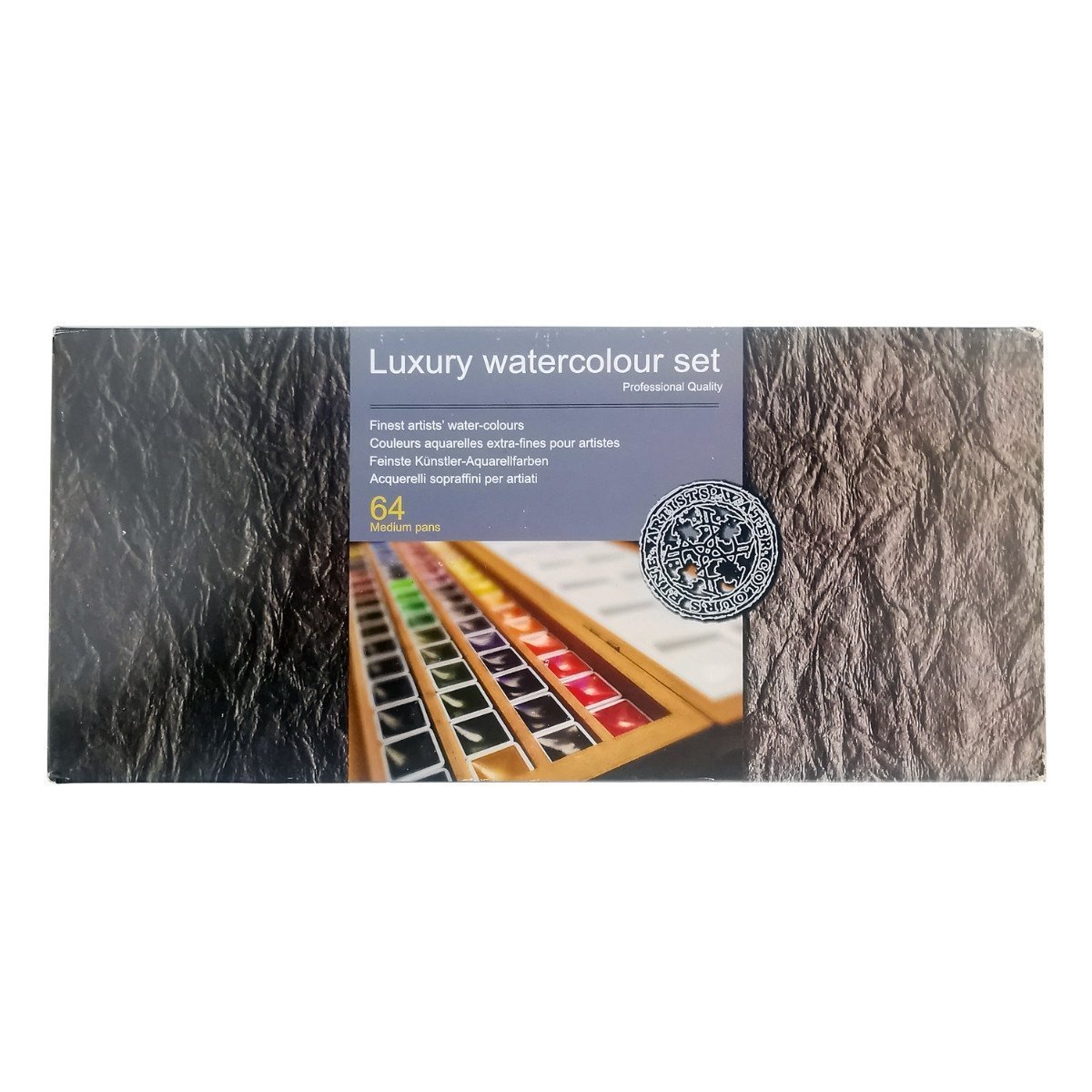 Afra Professional Water Colours Sulu Boya Seti Medium Pan / Orta Boy Tablet 64'Lü Ahşap Kutu
