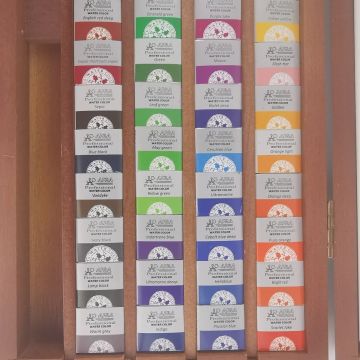 Afra Professional Water Colours Sulu Boya Seti Whole Pan / Büyük Boy Tablet 48'Li Ahşap Kutu