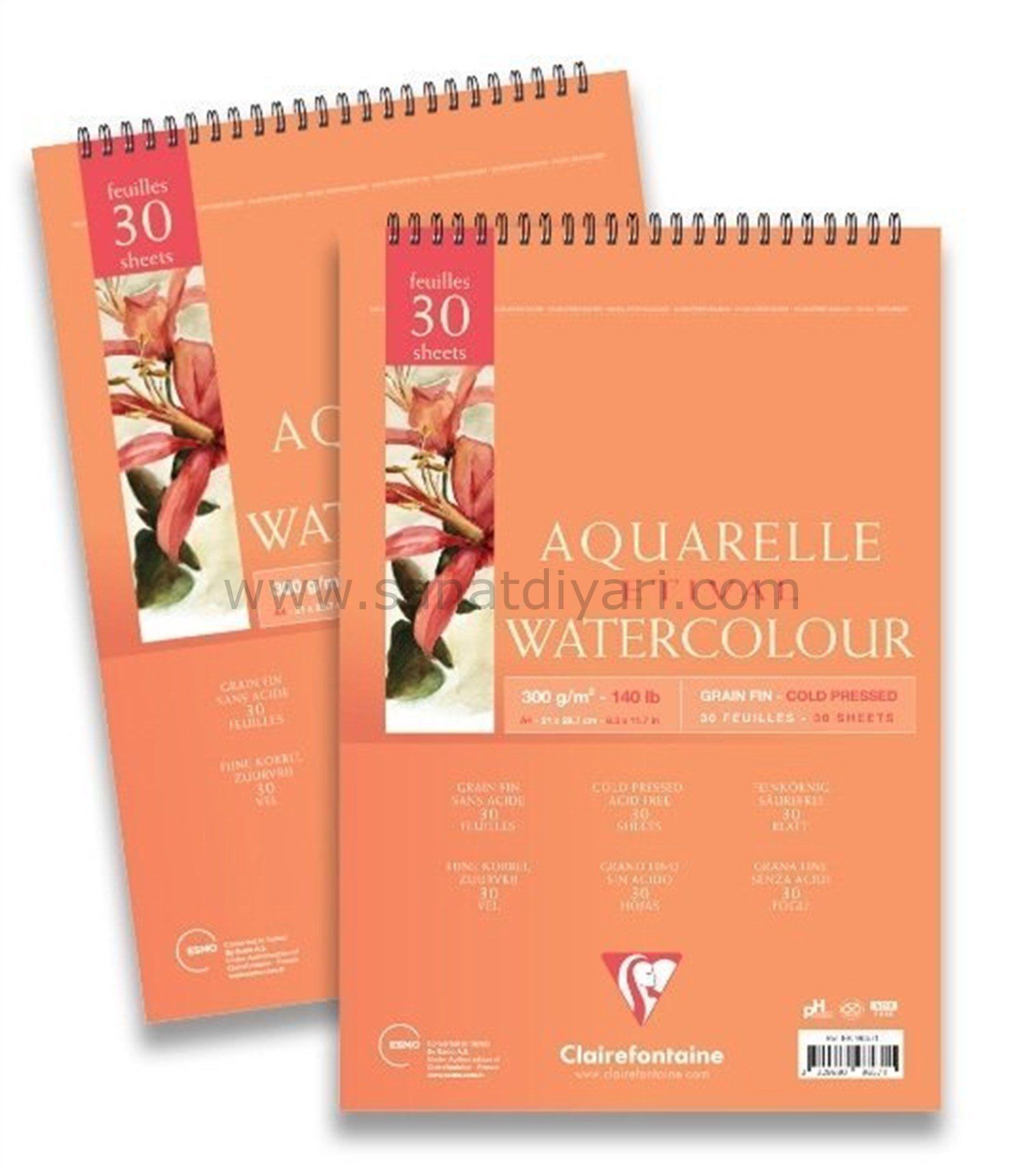 Clairefontaine Etival A4 300 gr Üstten Spiralli 30 Yaprak