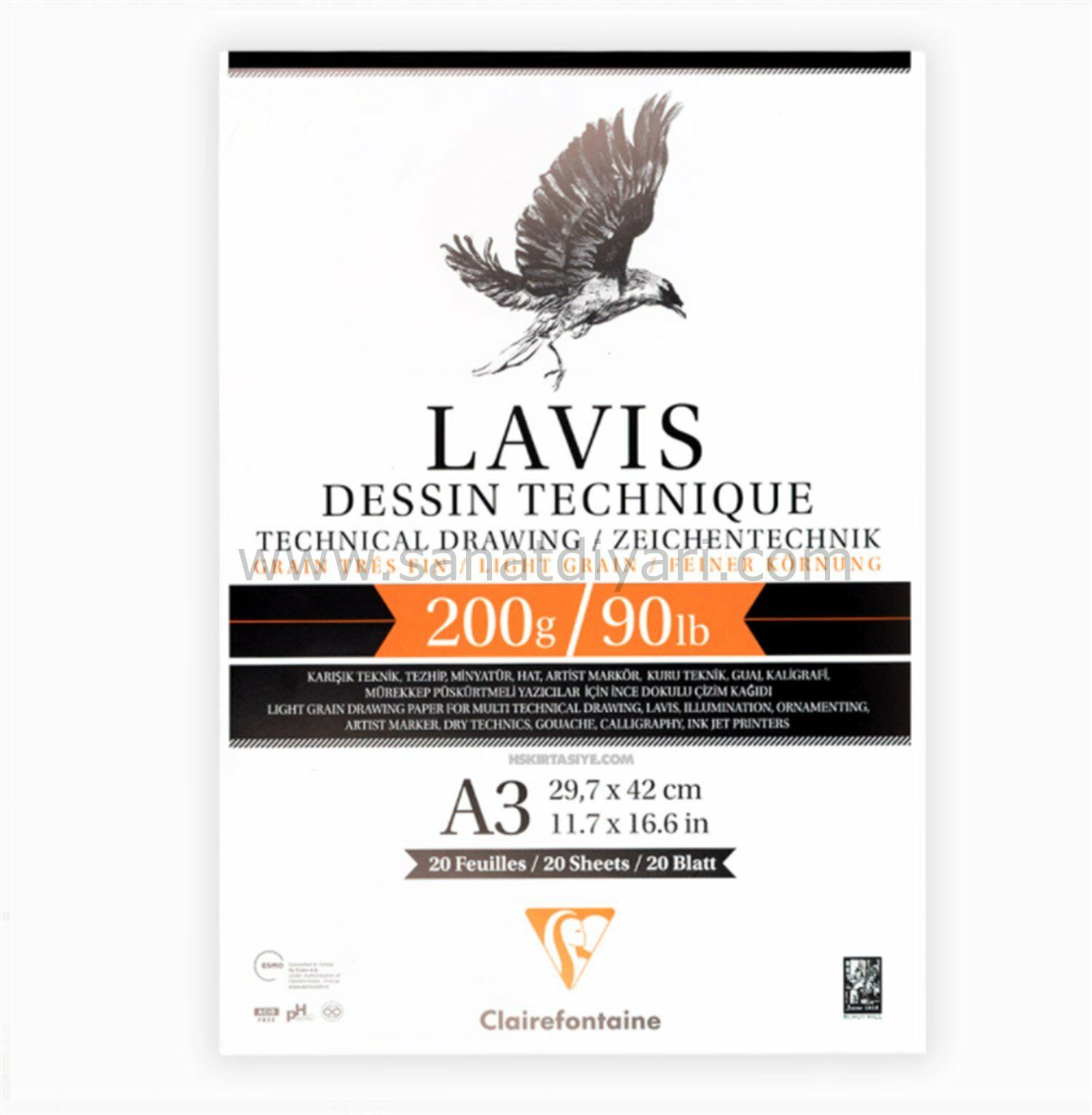 Clairefontaine Lavis Dessin Technique Çizim Defteri 200 gr A3