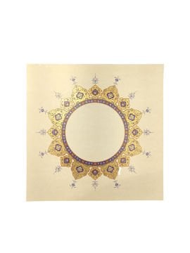 Tezhipli İçi Boş -27- Mat Kuşe Meşk Kağıdı Mohamad Badawi Alktifani 22x22 Cm Tıpkı Basım (COBALT - GOLD YALDIZ - KIRMIZI)