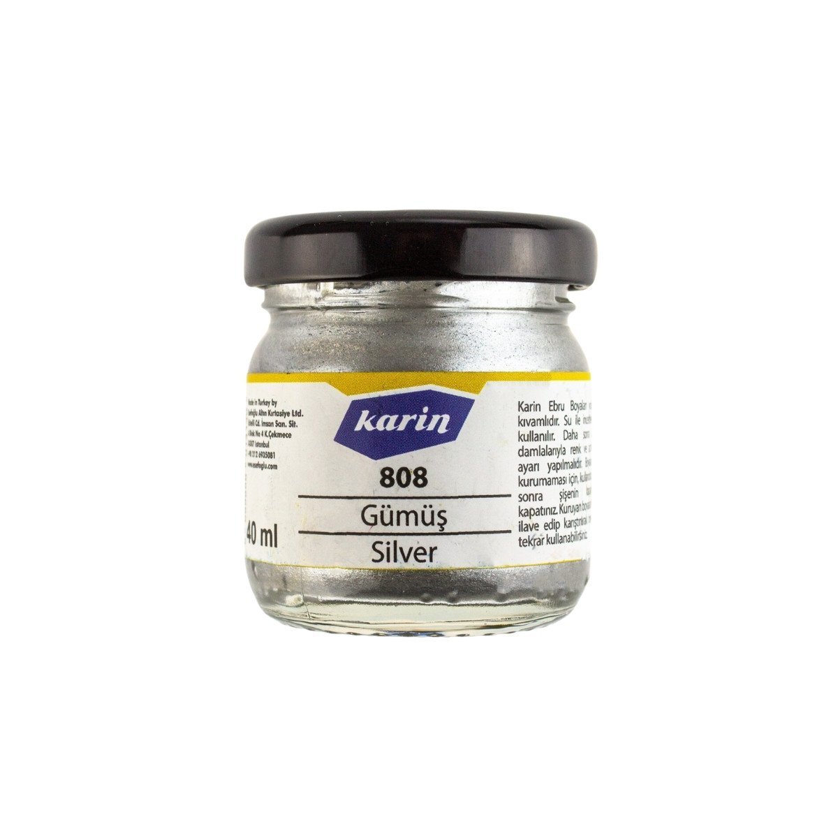 Karin Ebru Boyası 40 ml 808 Gümüş