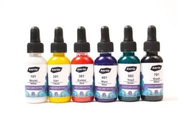 Karin Kolay Ebru Boyası Seti 6'lı Temel Renkler 30 ml Damlalıklı Şişe