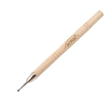 Şemseart Metal Çiçek Uçlu Mühre/Ahşap Sap (Deri Kılıflı )