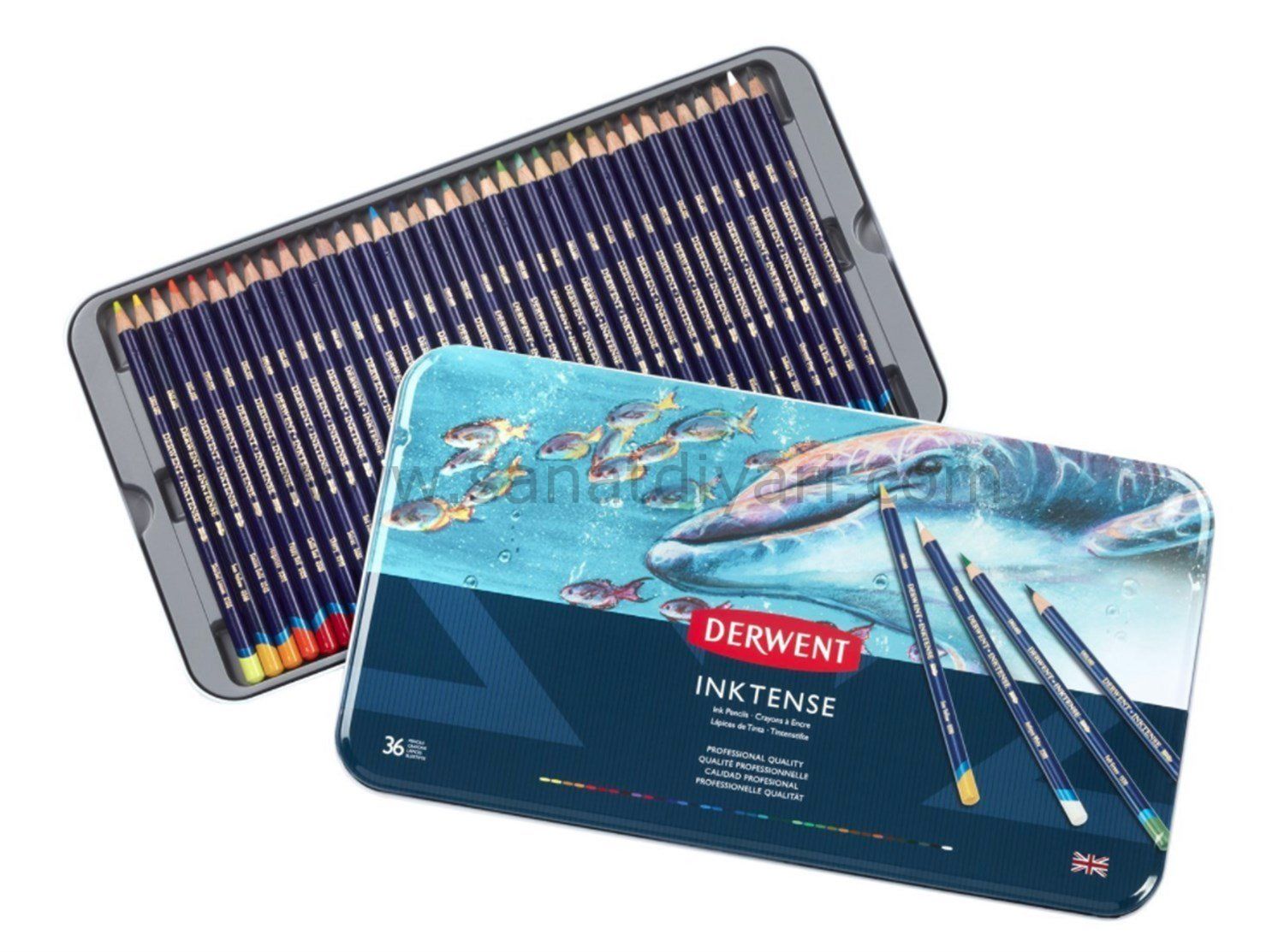 Derwent İnktense Mürekkep Bazlı Kuru Boya Kalem Seti 36 Renk