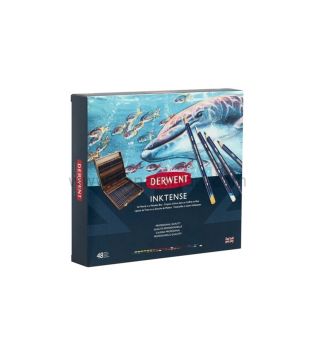 Derwent İnktense Mürekkep Bazlı Kuru Boya Kalem Seti 48 Renk Ahşap Kutu