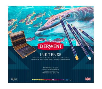 Derwent İnktense Mürekkep Bazlı Kuru Boya Kalem Seti 48 Renk Ahşap Kutu