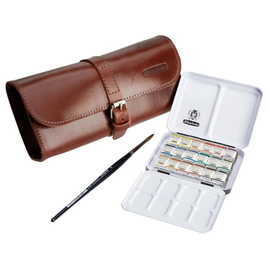 Schmincke Horadam Aquarell Sulu Boya Seti Deri Çantalı Yarım Tablet 18 Renk 74660
