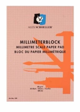 Alex Schoeller Milimetrik Blok Aydınger A3 Kırmızı 20 syf 80 gr