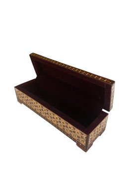 AHŞAP KALEMLİK SEDEF KAKMA Sarmal Mavi Desenli- 20 CM