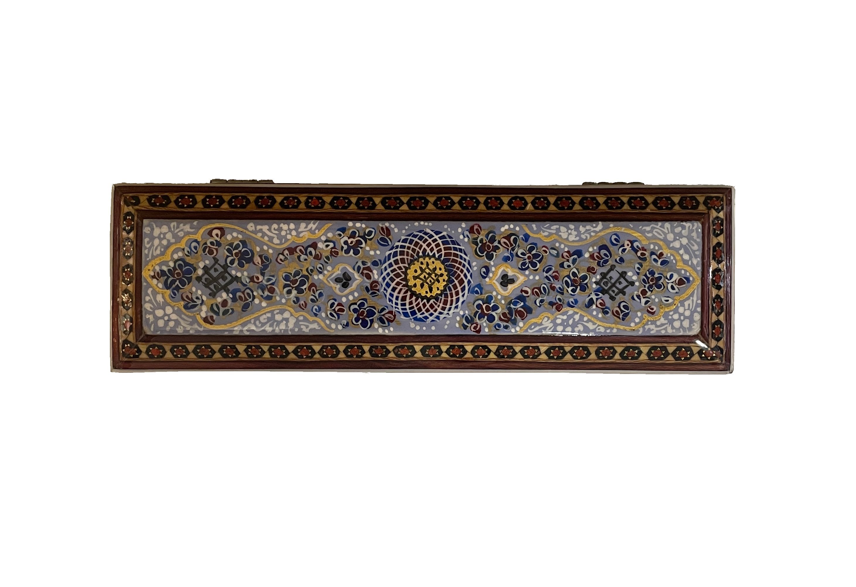 AHŞAP KALEMLİK SEDEF KAKMA Sarmal Gri Desenli- 20 CM