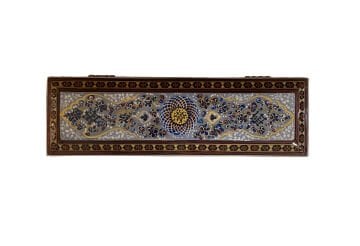 AHŞAP KALEMLİK SEDEF KAKMA Sarmal Gri Desenli- 20 CM