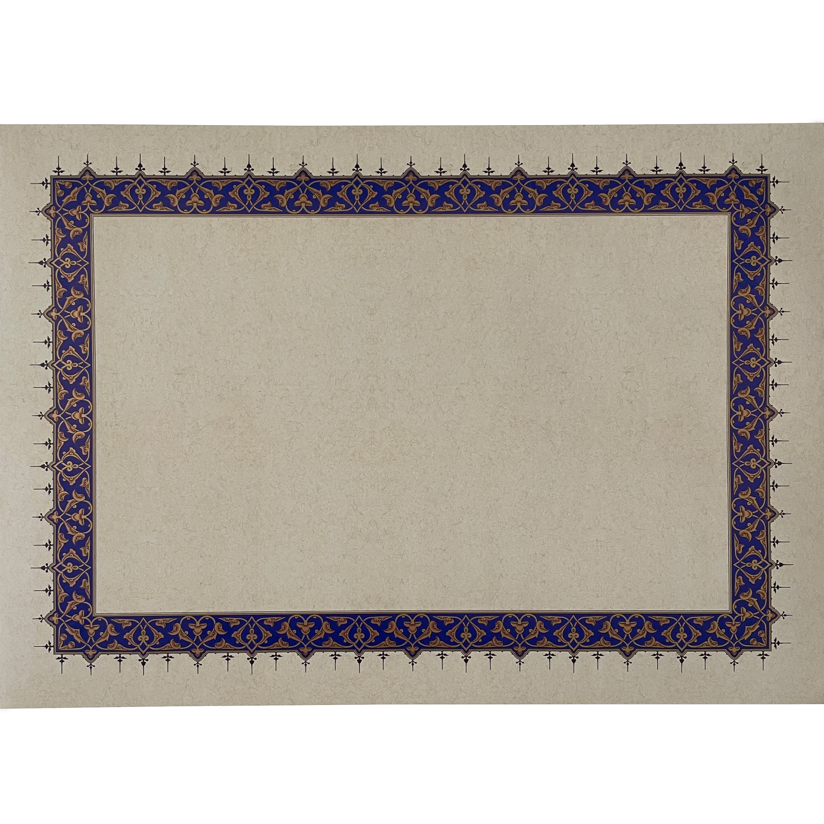 Tezhipli İçi Boş -38- Mat Kuşe Meşk Kağıdı Mohamad Badawi Alktifani A4 Tıpkı Basım (RUMİ DESENLİ - ULTRAMARİN-GOLD)