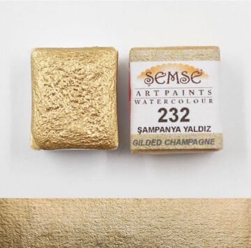 ŞemseArt No: 232 Şampanya Altın Yaldız Yarım Tava Sulu Boya