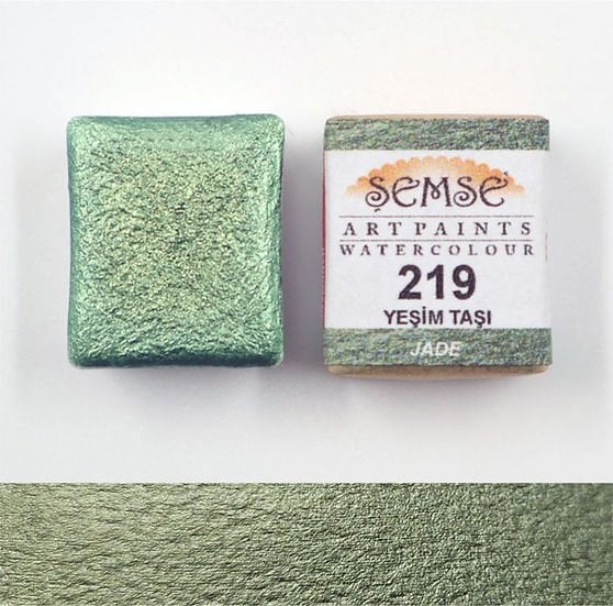 ŞemseArt No: 219 Yeşim Taşı Yaldız Yarım Tava Sulu Boya