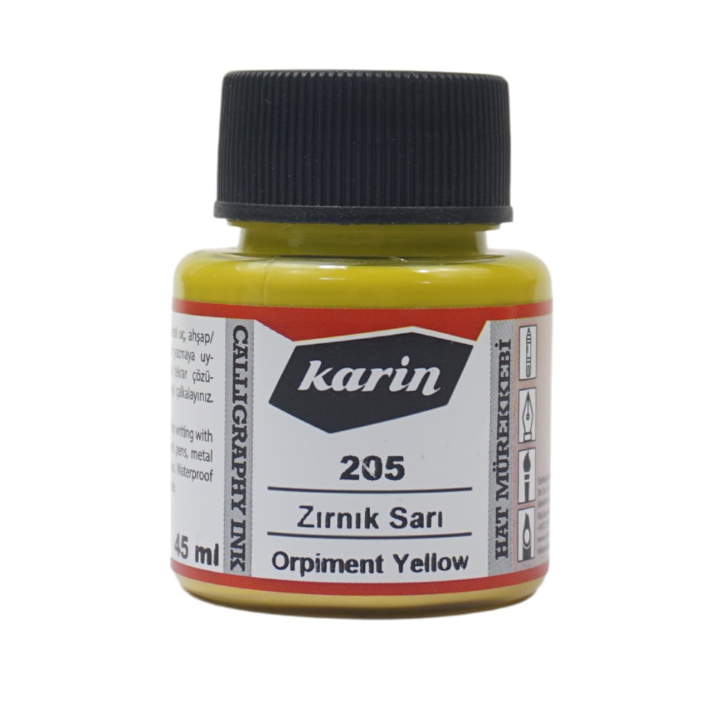 Karin 205 Zırnık Sarı Hat Mürekkebi 45 ml