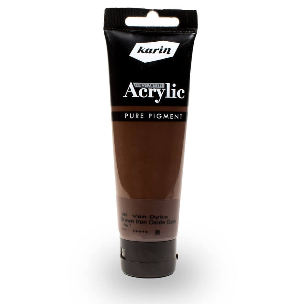 karin artist akrilik boya 120 ml 1685 brown iron oxide dark(vandyk)