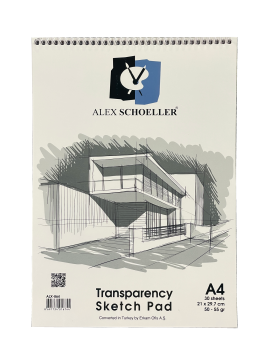 Alex Schoeller Eskiz Blok Transparan Spiralli 50/55gr A4 30 Yaprak ALX 864