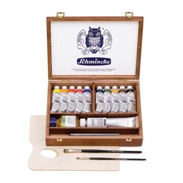 Schmincke Mussini Yağlı Boya Set Ahşap Kutu 10x35 ml + white 120 ml