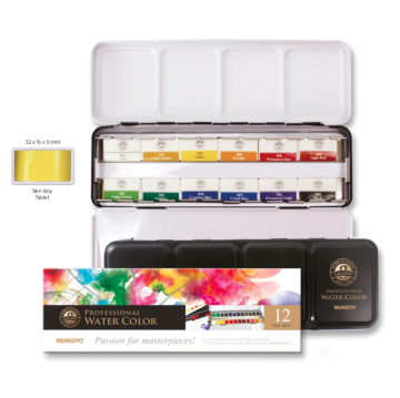 Mungyo Profesyonel Sulu Boya Seti 12'li Tam Tablet