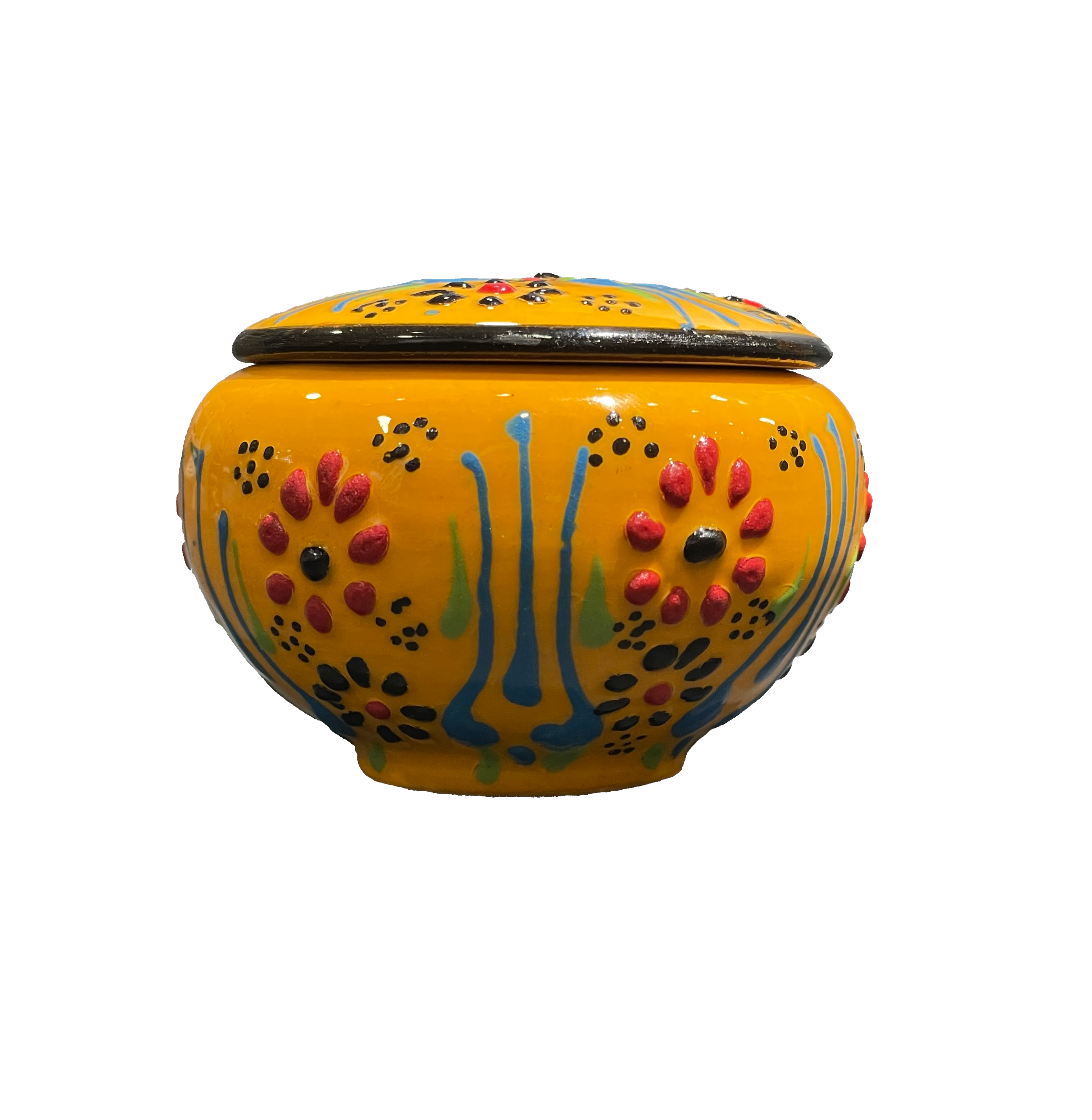 Vera Sanat Seramik Hokka Turuncu - Çiçek Desenli El Yapımı