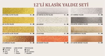 ŞemseArt TBS13 - 12'li Klasik Yaldız Yarım Tava El Yapımı Sulu Boya Seti (201,202,203,204,211,212,213,216,217,218,231,232)